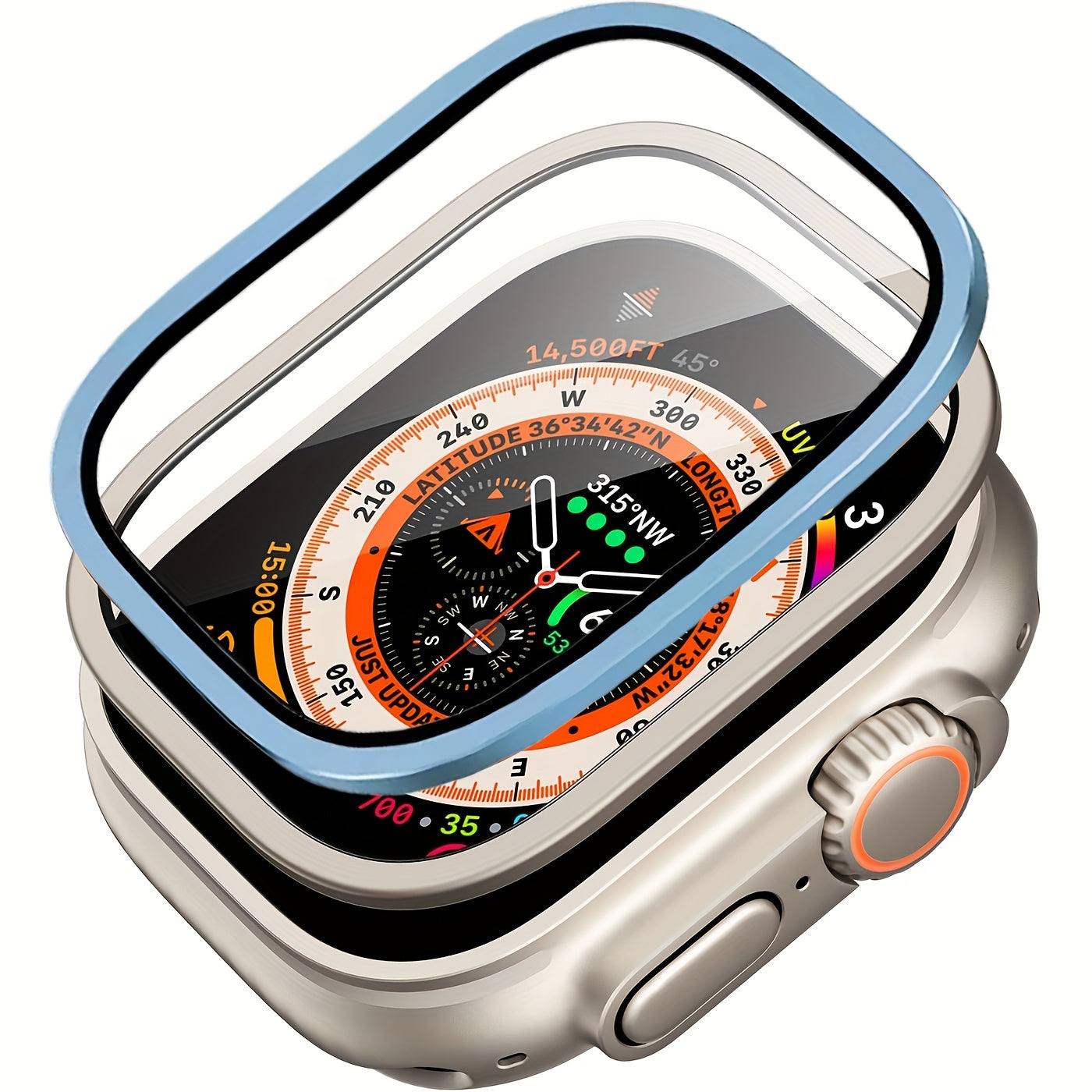 2pcs 9H Tempered Glass Screen Protectors for Apple Watch Ultra 2 1 49mm with Titanium Alloy Frame Scratch Resistant