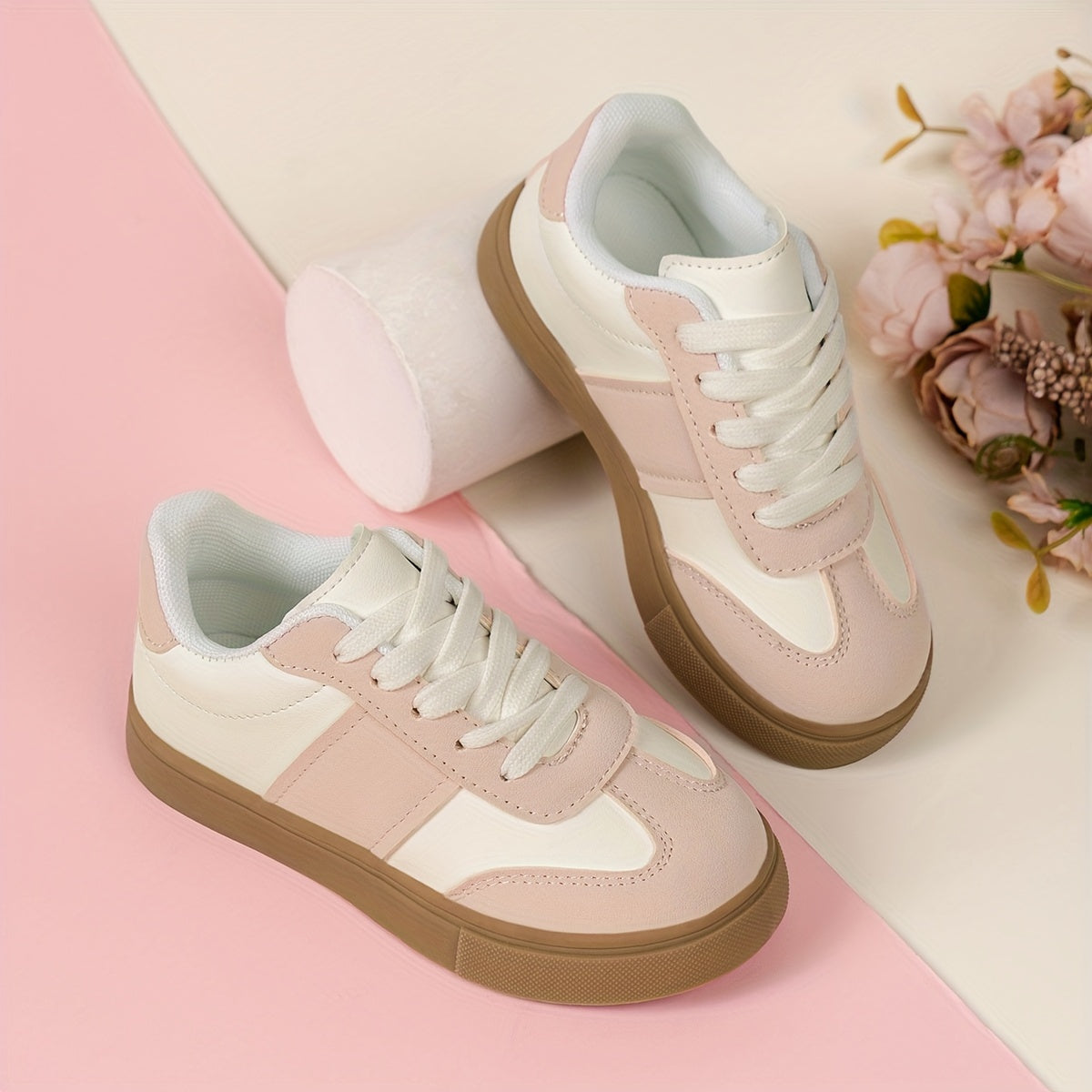 Kids' Solid Color Low Top Sneakers with Lace-Up and Non-Slip TPR Sole for Boys and Girls