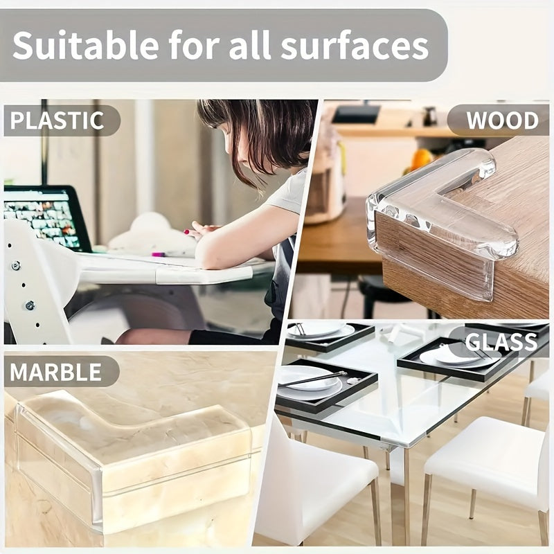 L-Shaped Transparent Table Corner Protectors for Furniture Safety 6 Pack