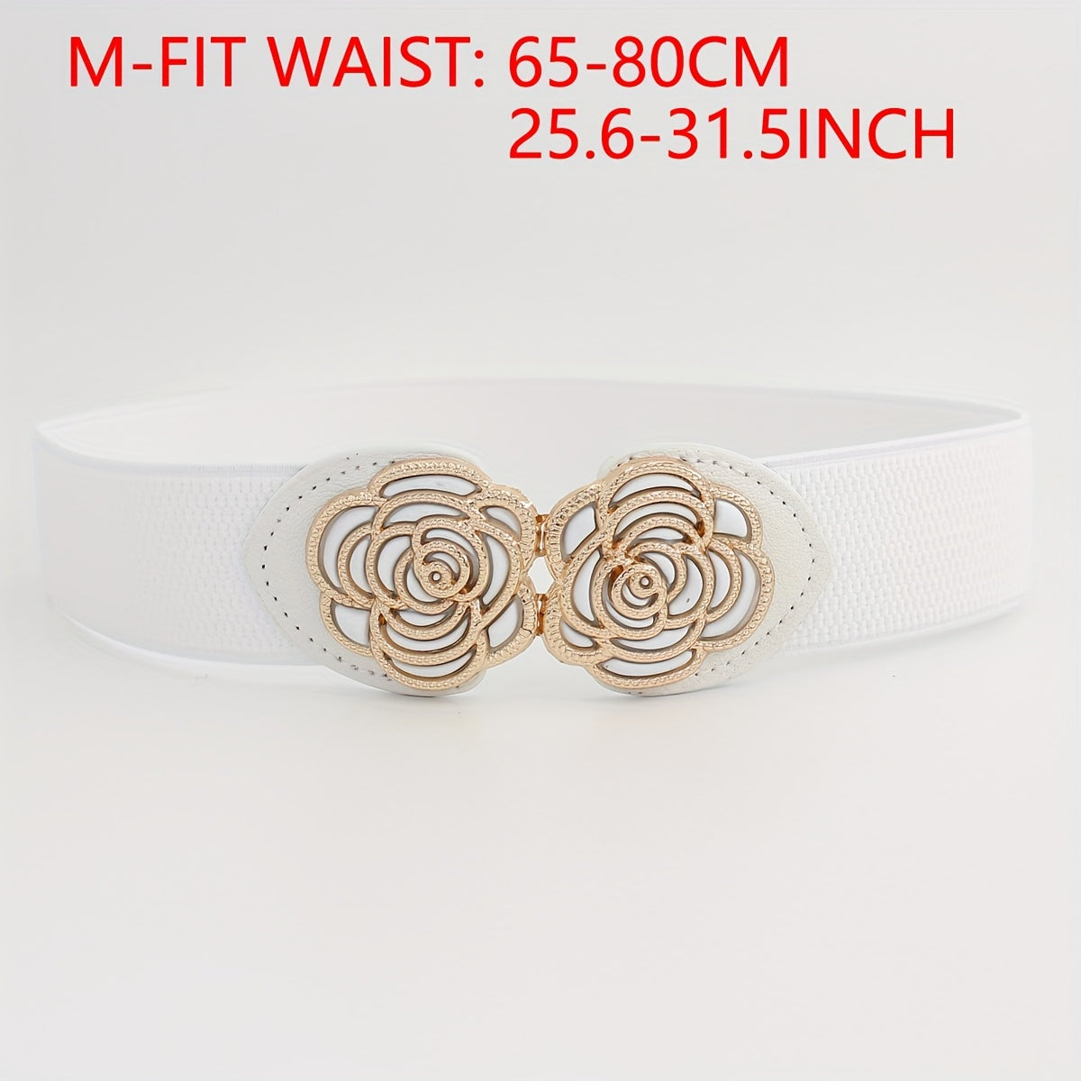 Women's Metal Leaf Buckle Wide Vintage Stretch Waist Belt for Dresses