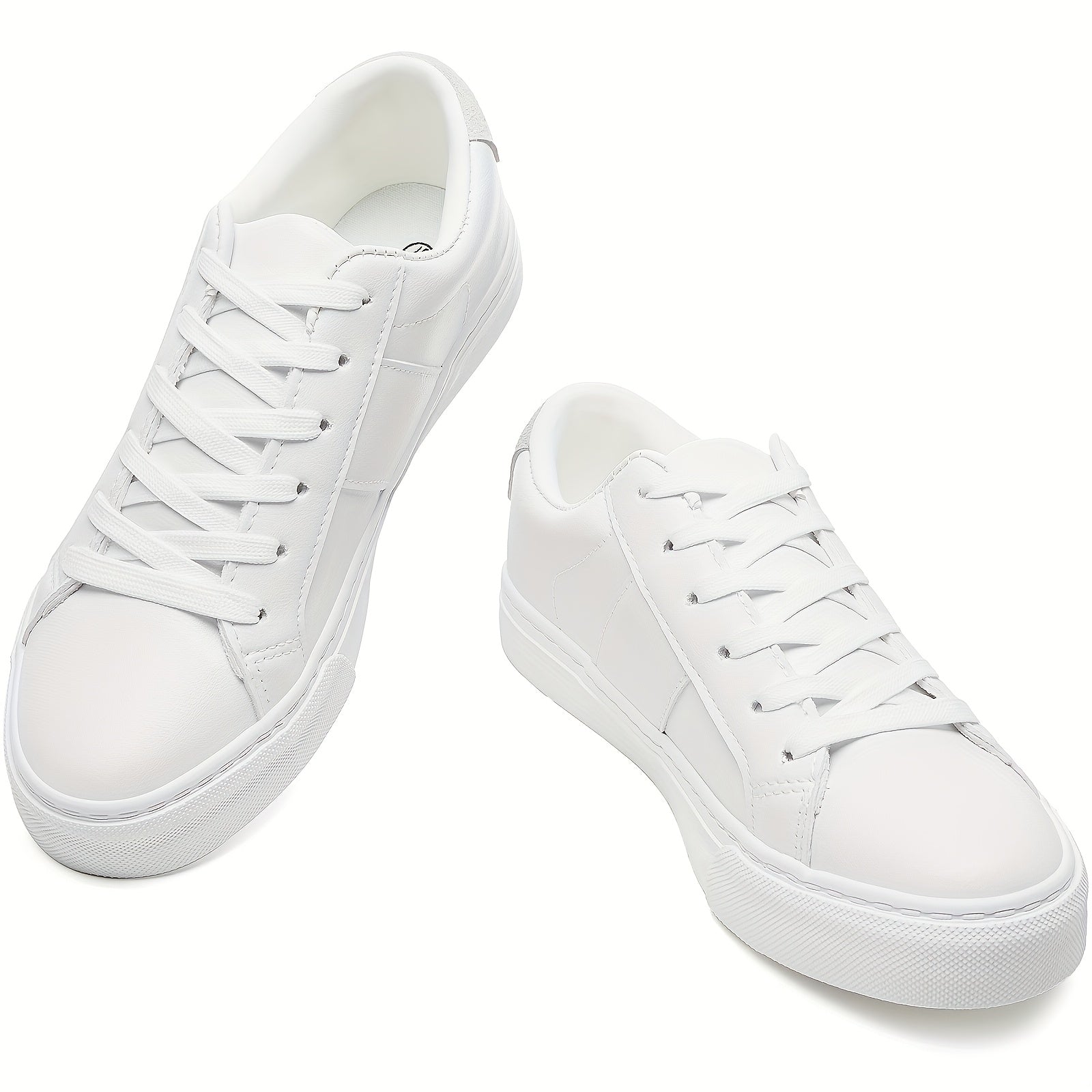 Women's Casual Shoes White Lightweight Low Top Lace-Up Rubber Toe Caps
