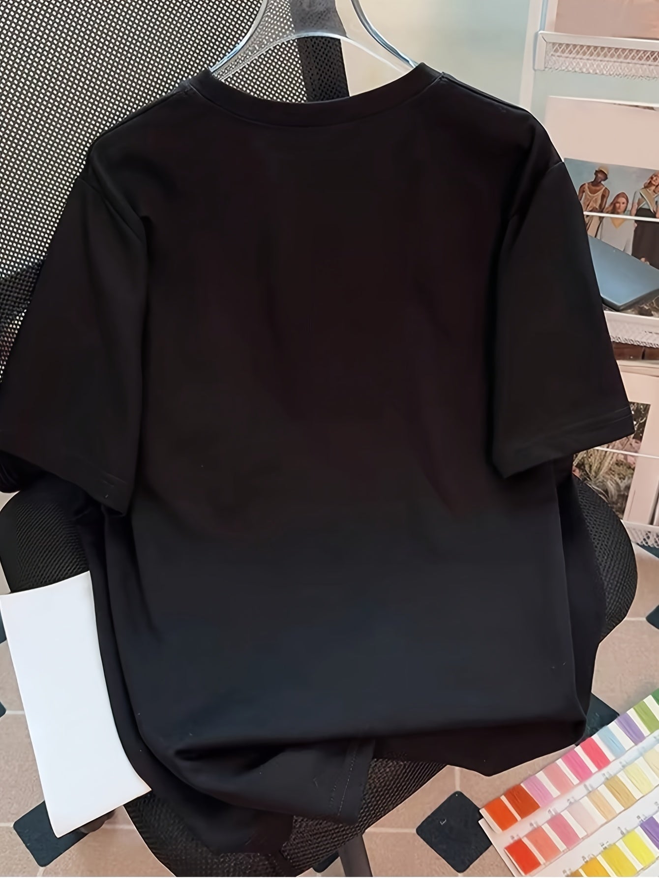 Plus Size Floral Applique T-Shirt for Women Polyester Spandex Summer Casual Formal