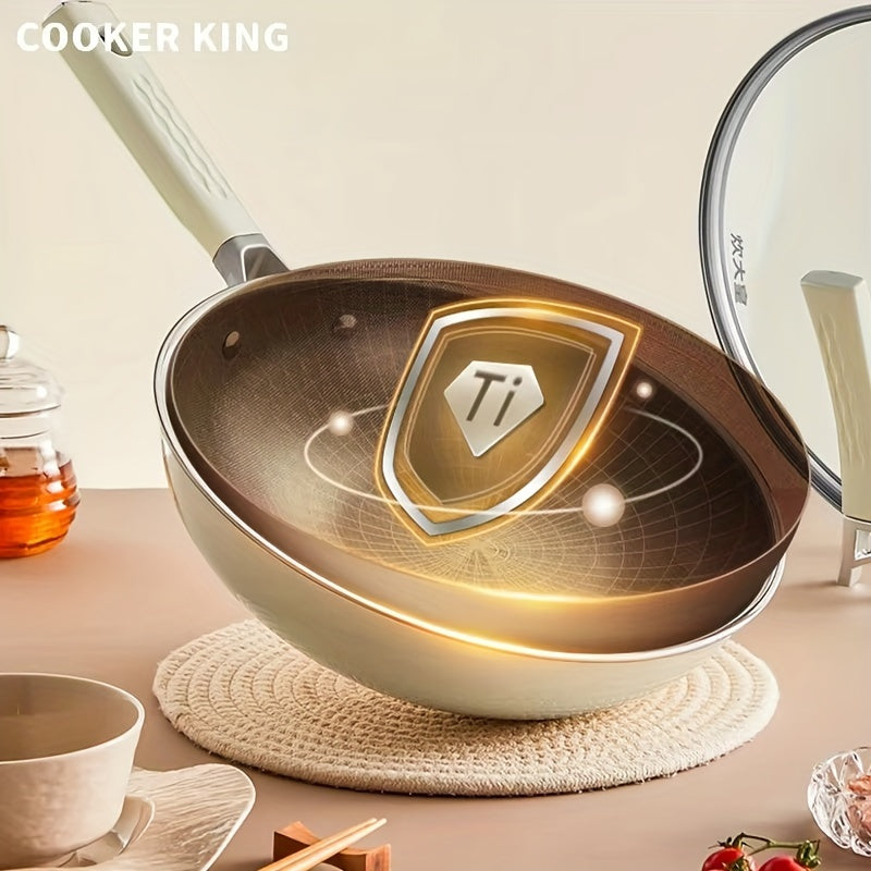 COOKER KING tomonidan Titan keramika qoplamali yopishqoq bo'lmagan qozon, idish yuvish mashinasida yuvish mumkin, gaz pechlari uchun mos, ergonomik tutqich, qoplamasiz, 30/32CM o'lchamlarda mavjud.