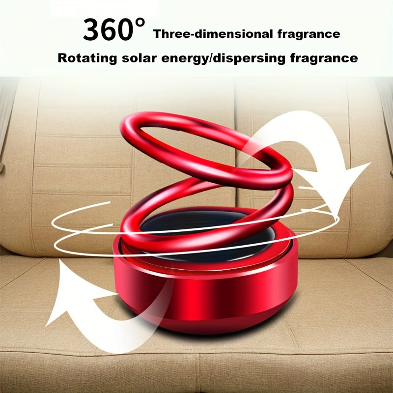 Dual-Ring Car Air Freshener Solar Powered Fragrance Diffuser Red Metallic