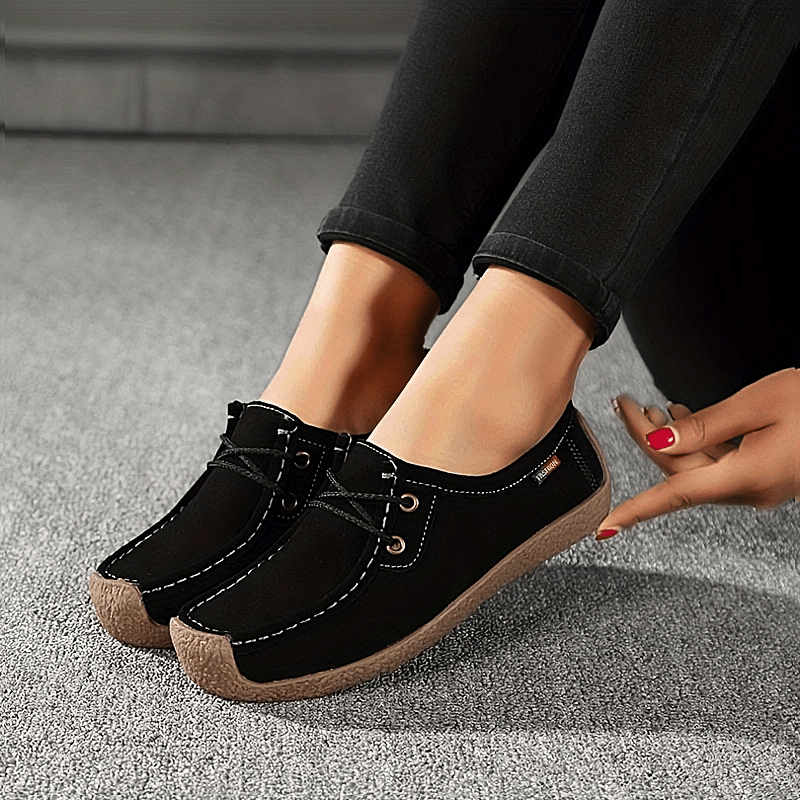 Women's Solid Color Lace Up Round Toe Low-Top Non-slip Shoes