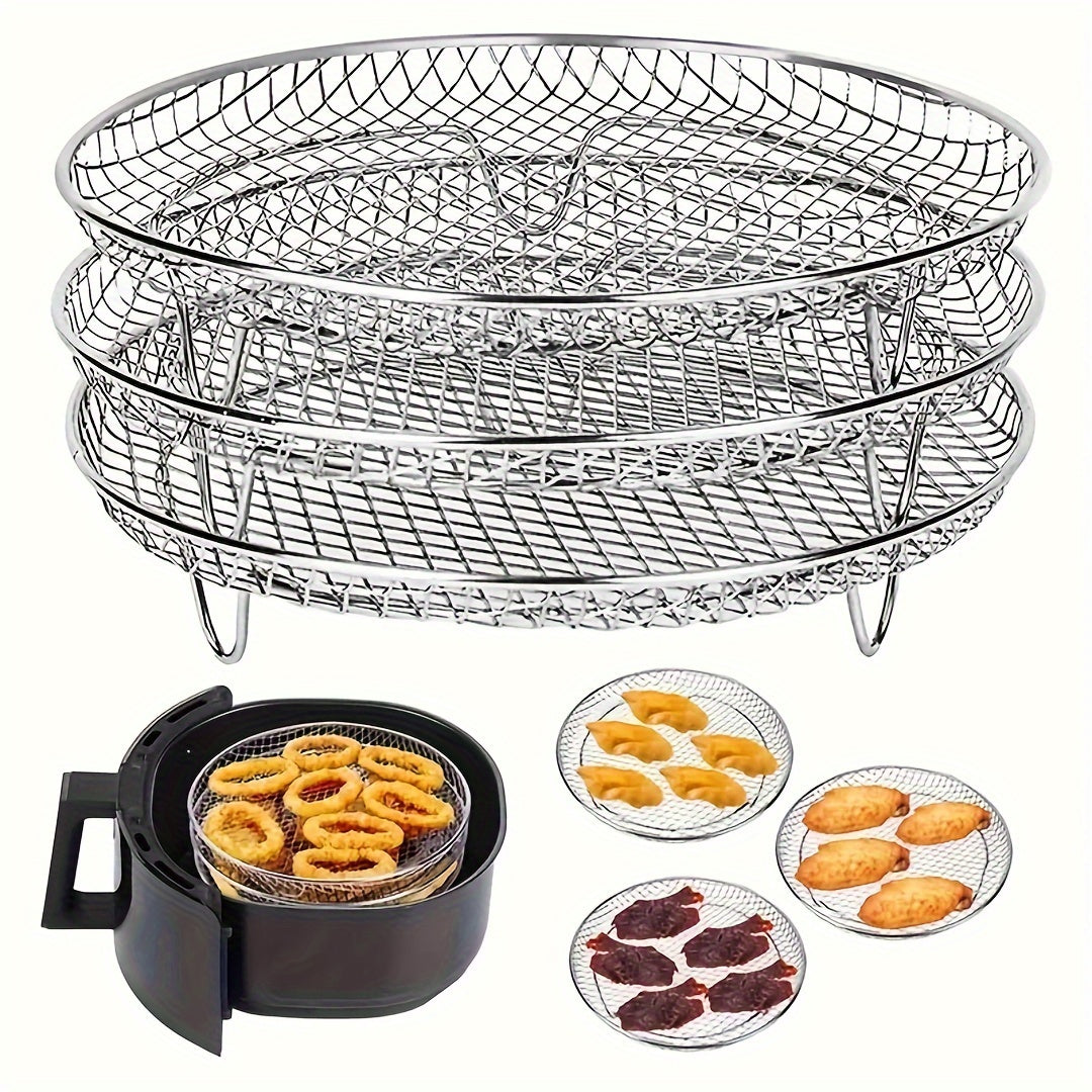 Stainless Steel Grill Air Fryer Accessory with Stackable Oil Drip Trays Reusable Easy to Clean