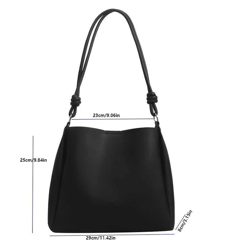 Black Tote Bag for Women with Shoulder and Crossbody Style PU Secure Clasp