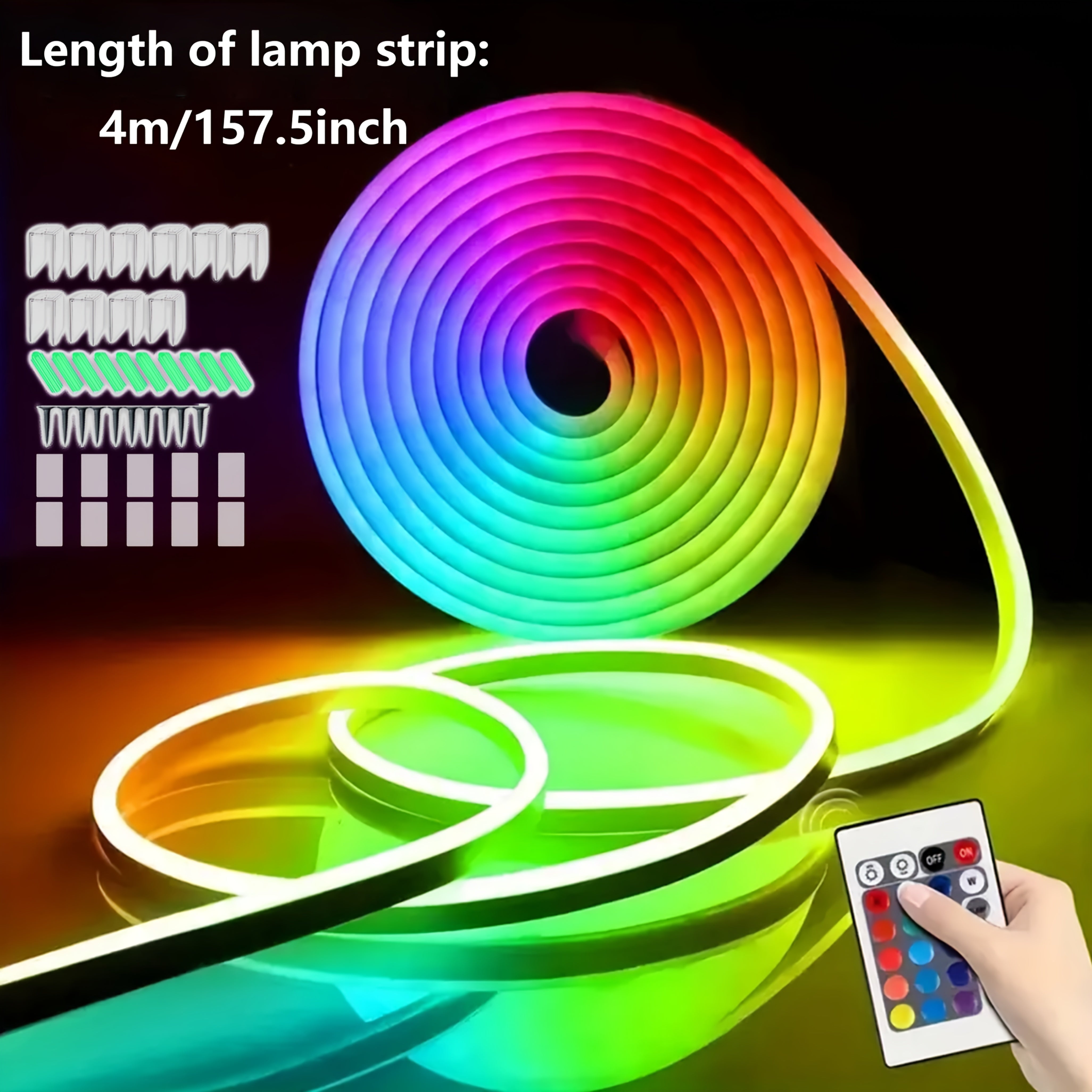 RGB Neon Light Strip USB Powered Remote Control Multicolor for Parties Holidays and Valentine's Day