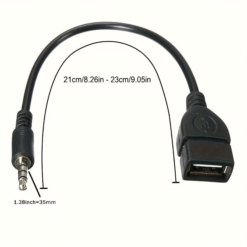 Universal 3.5mm AUX dan USB Audio Kabeli Qora Avtomobil Adapteri Erkakdan Ayolga