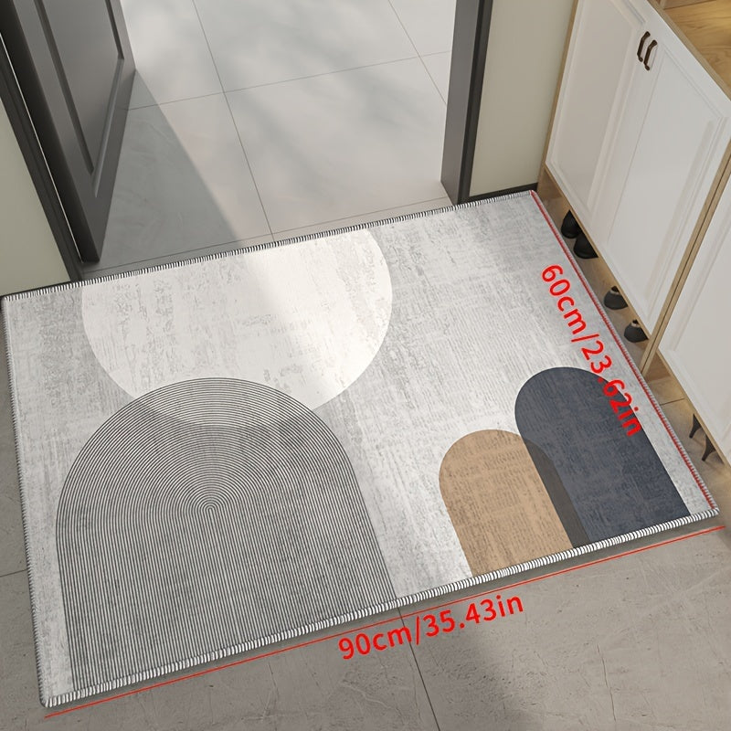 Alfombra de estilo nórdico para corredores antideslizante, resistente a manchas, duradera, con diseño abstracto y circular, para entrada, dormitorio, sala de estar y lavandería