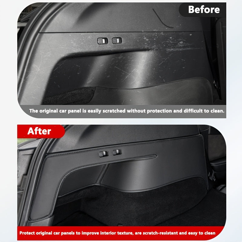 Protectores laterales del maletero trasero para Tesla Model Y, protectores de esquina de cuero sintético