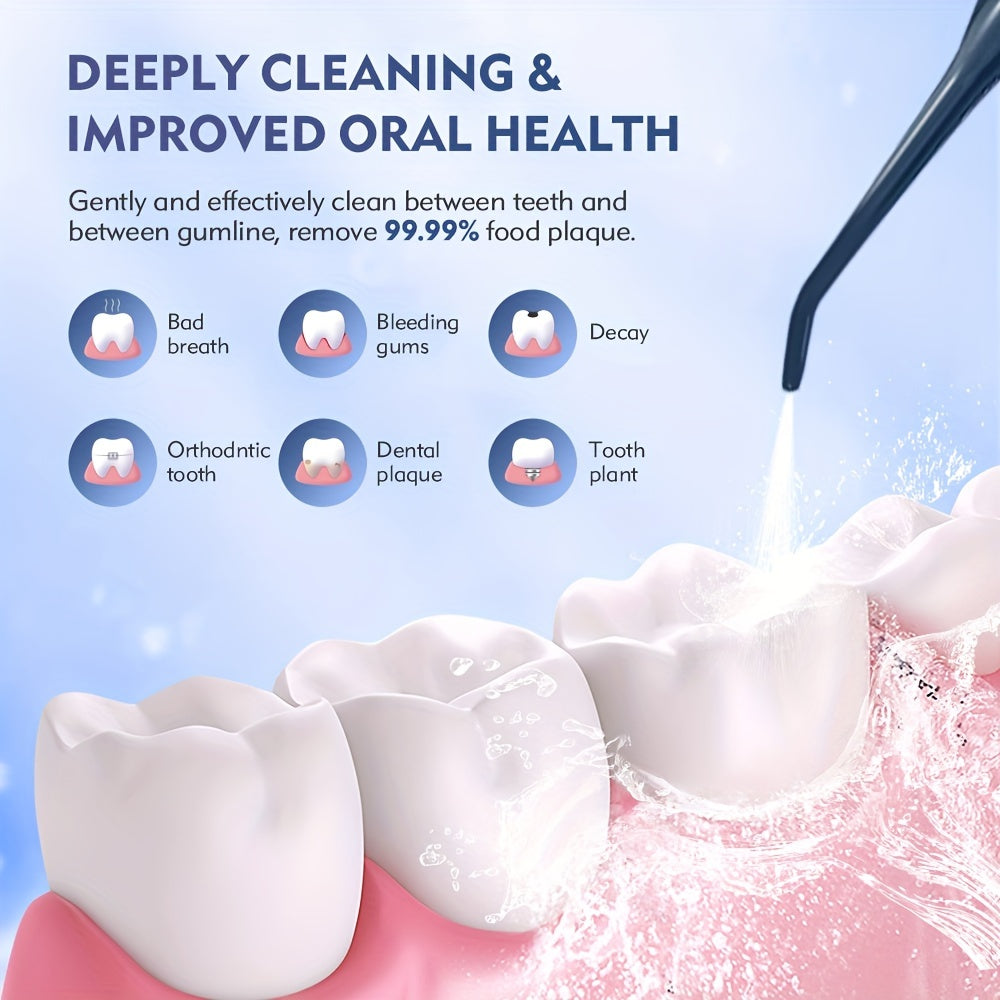 Hilo dental de agua inalámbrico con 3 modos, 6 boquillas de chorro, recargable por USB, batería de 1200mAh