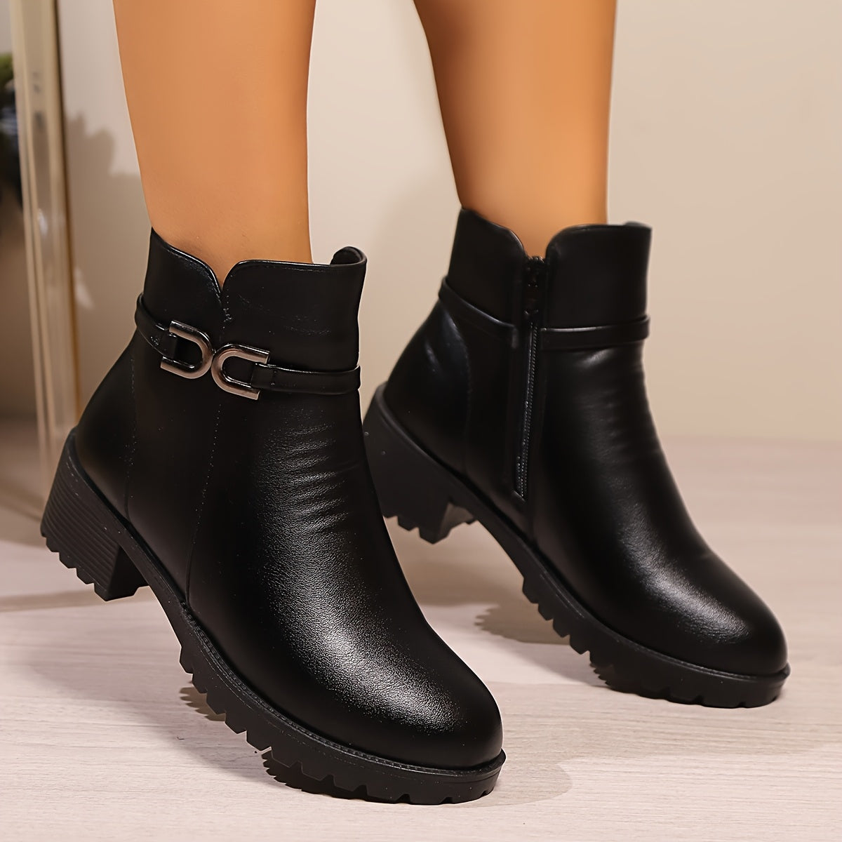 Women's Ankle Riding Boots - Anti-Slip Zipper Casual Footwear