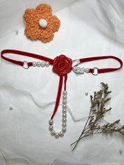 Women's Embroidered Rose G-String Lingerie Beaded Polyester Knit Adult Wear