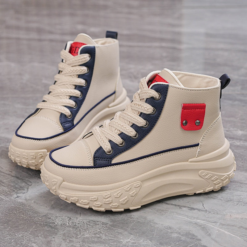 Women's Chunky Platform Sneakers Lace-Up High-Top Running Casual Shoes in Multiple Colors