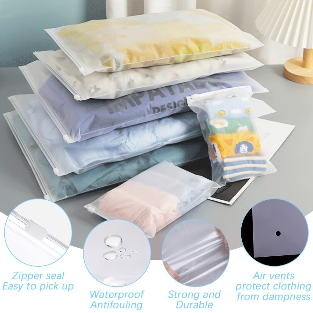 Набор из 30 матовых дорожных сумок для хранения одежды и обуви с застежкой-молнией. Эти высококачественные, удобные и безопасные большие сумки идеально подходят для организации багажа, одежды, обуви и косметики. Многоразовые и экономящие место мешки.