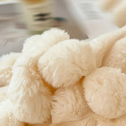 Reversible Rabbit Fur Shawl Blanket Cozy Warm for Napping Camping Sofa Use