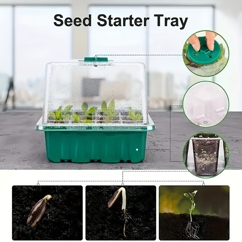 Seedling Starter Kit with Growth Lamp Germination Kits Adjustable Dome LED Bulbs Indoor Greenhouse