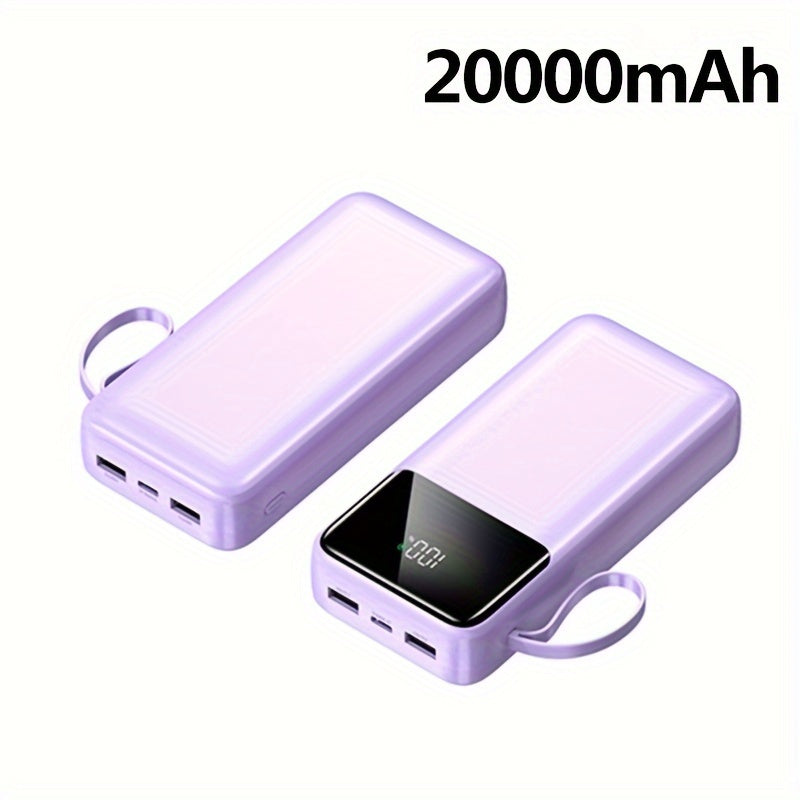 Banco de energía de 20000mAh con carga rápida, pantalla LED, doble salida, cargador de emergencia portátil