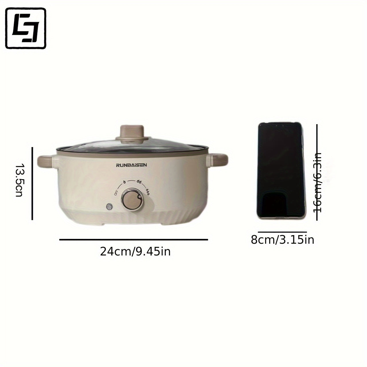 24cm Electric Cooking Pot Non-Stick Multi-Functional Quick Heating for Home Dorm Party