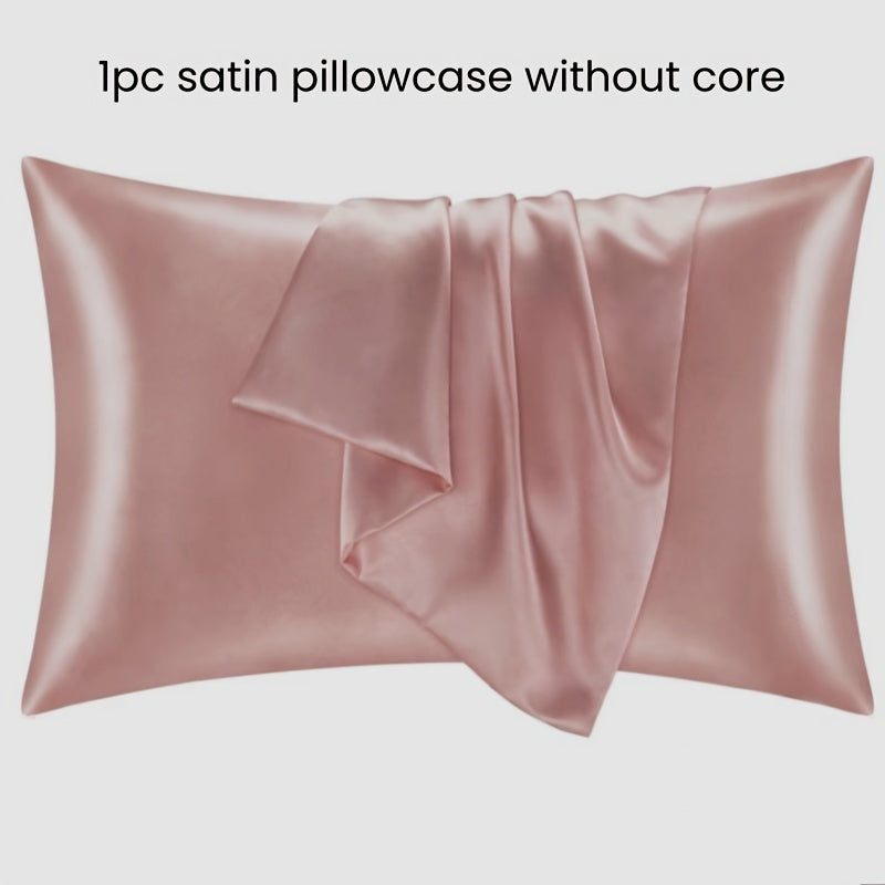 Silky Satin Pillowcase 1 Piece Ultra-Soft Machine Washable Polyester