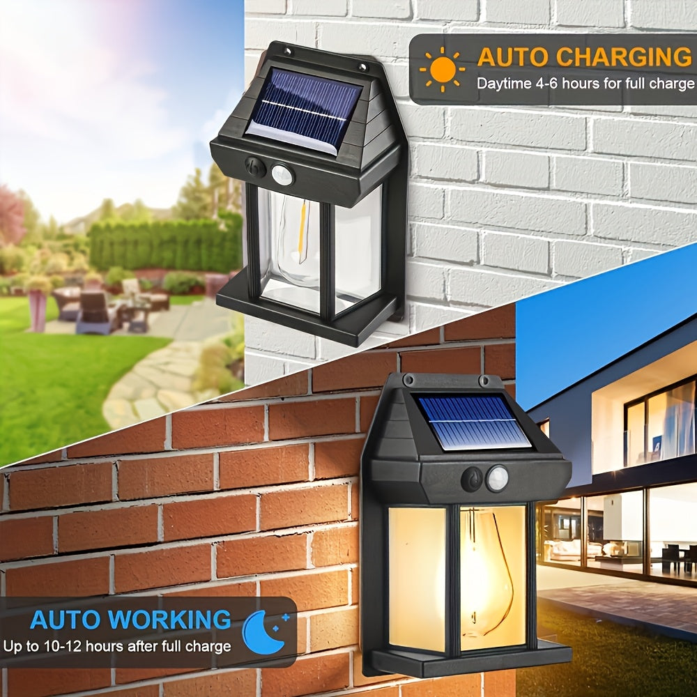 Set of 2 Solar Motion Sensor Outdoor Wall Lights IP44 Dimmable for Patio Porch Deck