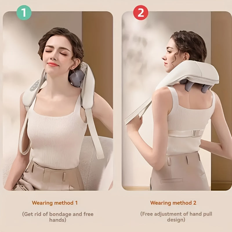 USB orqali zaryadlanadigan chuqur to'qima massajchisi, bo'yin, orqa, yelka va oyoqlar uchun issiqlik bilan - erkaklar va ayollar uchun ergonomik dizayn - mukammal dam olish sovg'asi