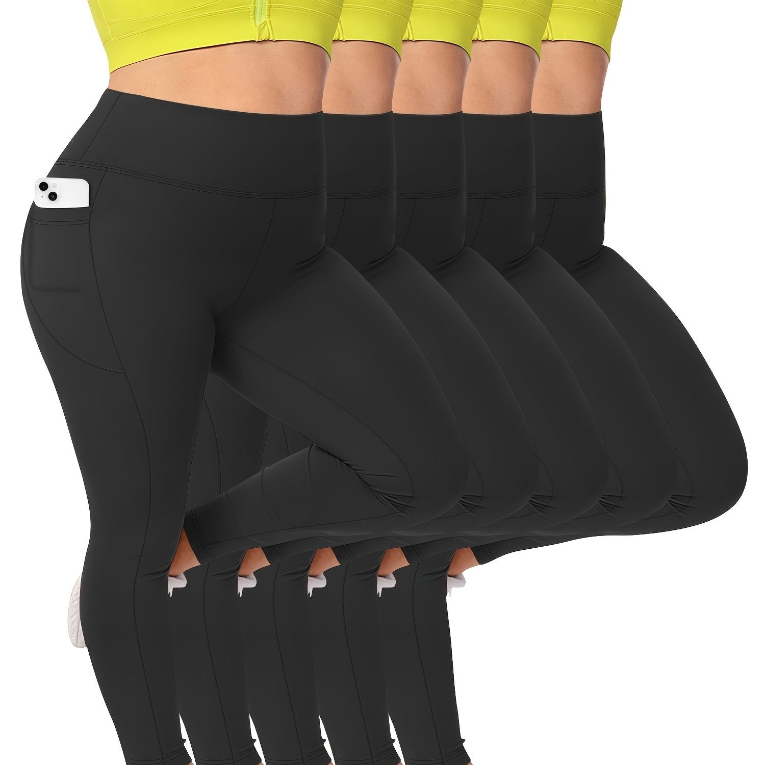 Women’s High-Waisted Tummy Control Leggings with Pockets for Running and Fitness