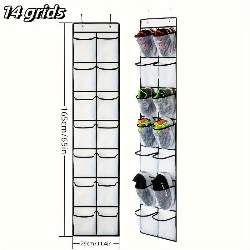 Over-the-Door Shoe Organizer with 24 Large Mesh Pockets Foldable Closet Storage White