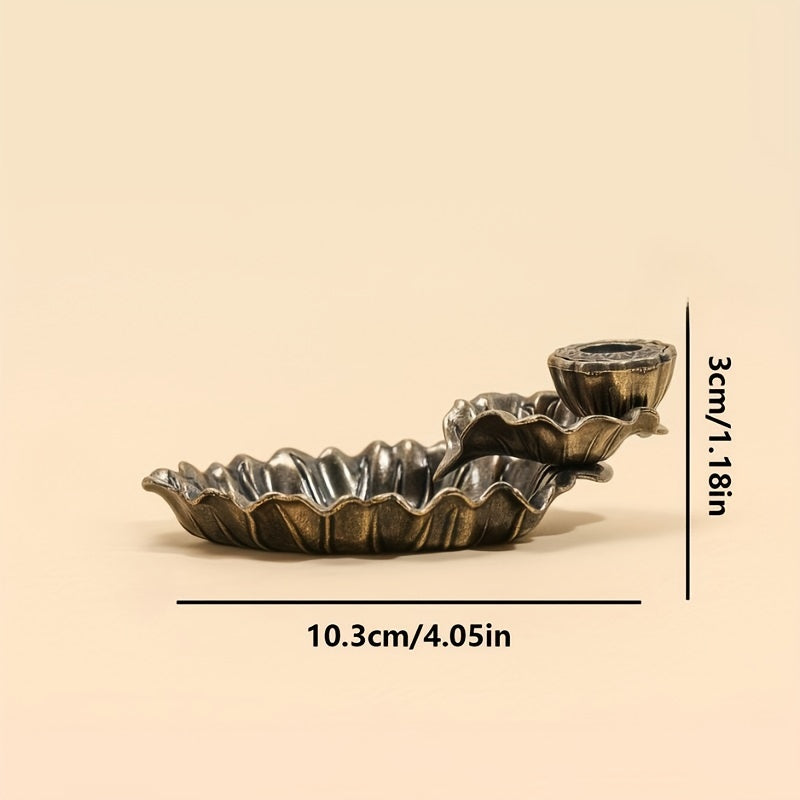 Backflow Incense Burner Metal Lotus Leaf Retro Home Decor Gift