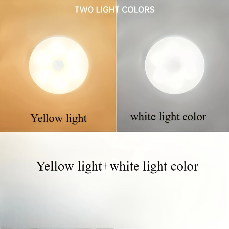 Motion-Activated LED Night Light with 8 LEDs USB Rechargeable for Stairs Closet Bedroom