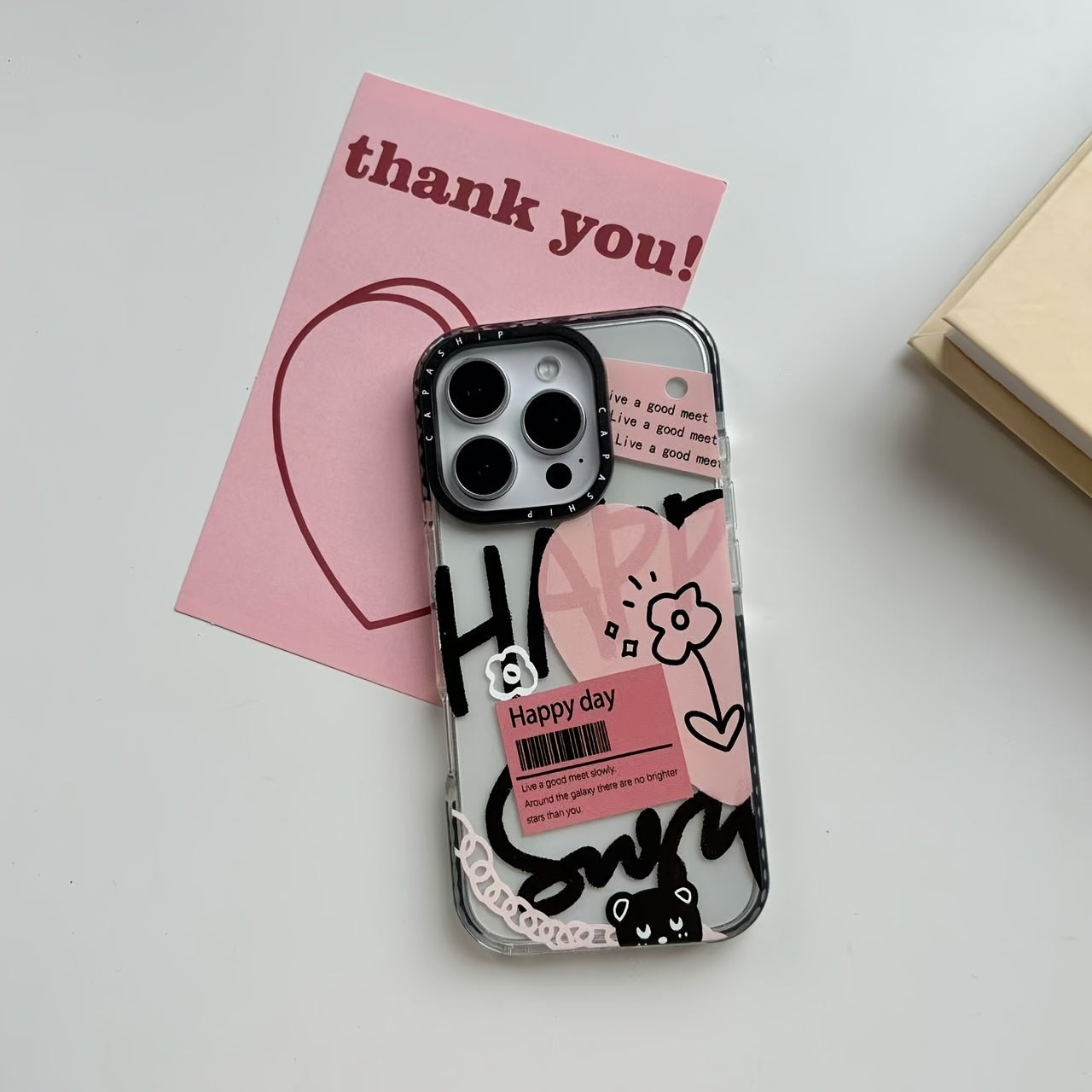 Heart-Shaped Letter Line Flower Doodle Cartoon Soft Phone Case for iPhone 11-16 Pro Max