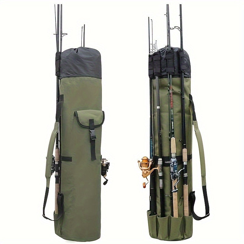 Large Waterproof Green Fishing Rod Bag with Drawstring Closure