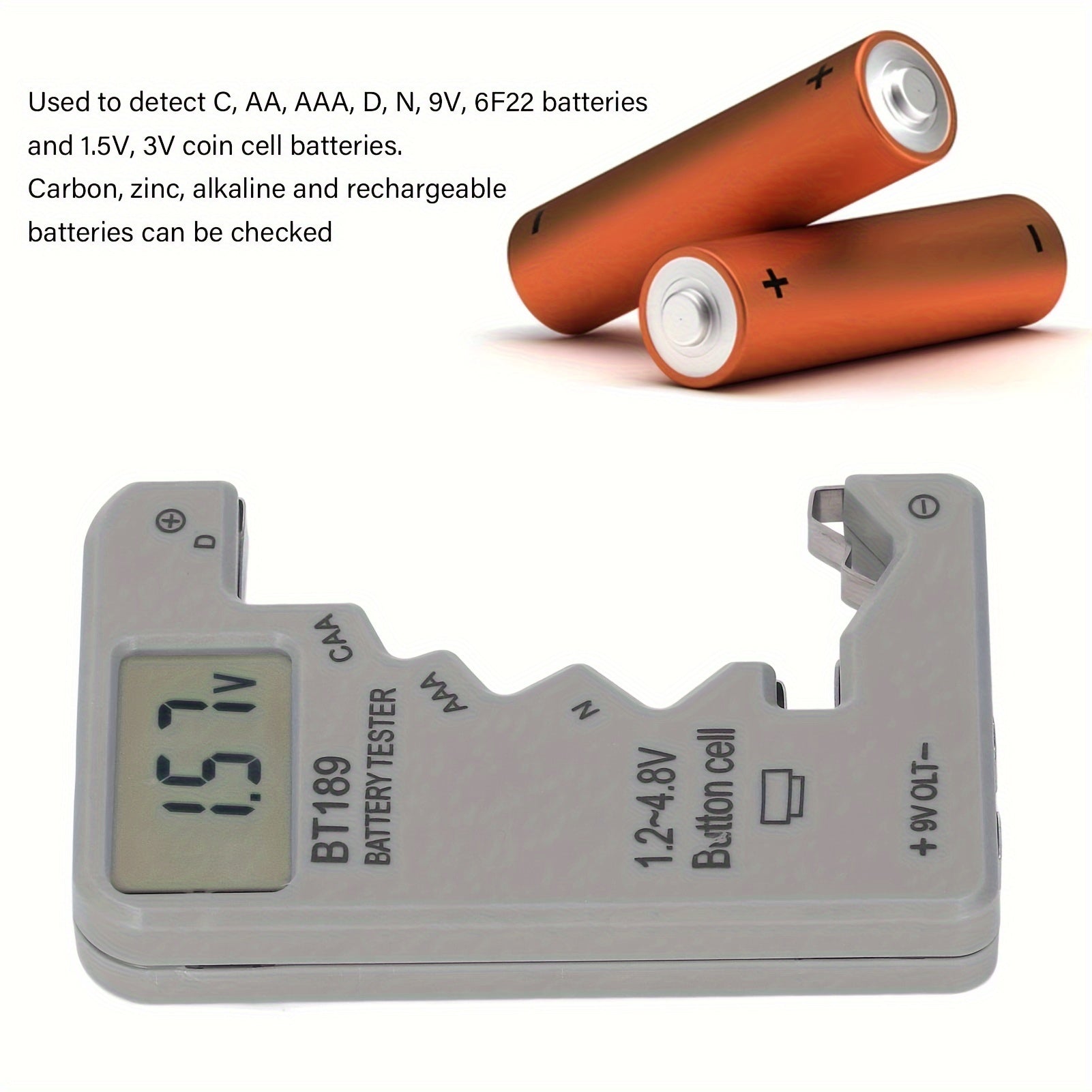 LCD displeyli raqamli batareya tekshirgich AA AAA 9V 1.5V batareyalar uchun