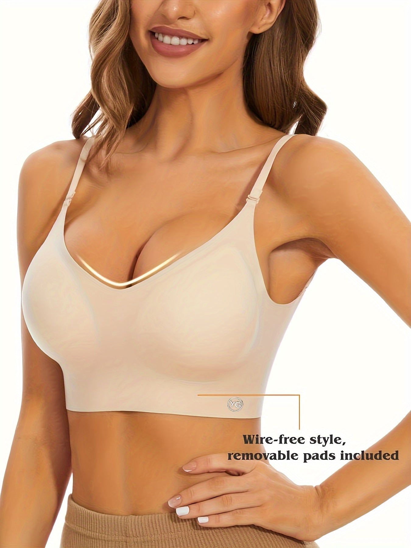 Wireless Padded Backless Nylon Blend Bra for Women Breathable Comfort