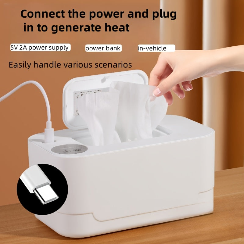 Dispensador portátil de toallitas húmedas alimentado por USB con calentamiento rápido y capacidad de 5 días