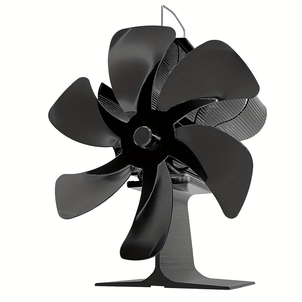 Eco-Friendly Fireplace Fan 6 Blades Hand-Cranked Aluminum High-Speed Air Circulation