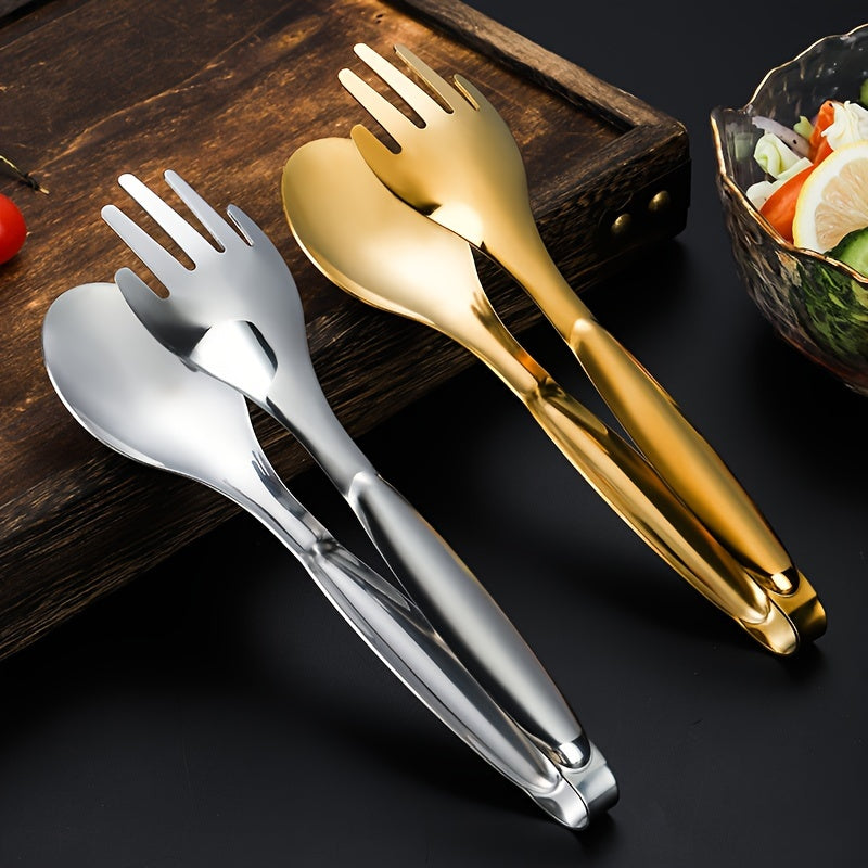 Gold-Plated Stainless Steel Serving Tongs for Salads Bread Buffets