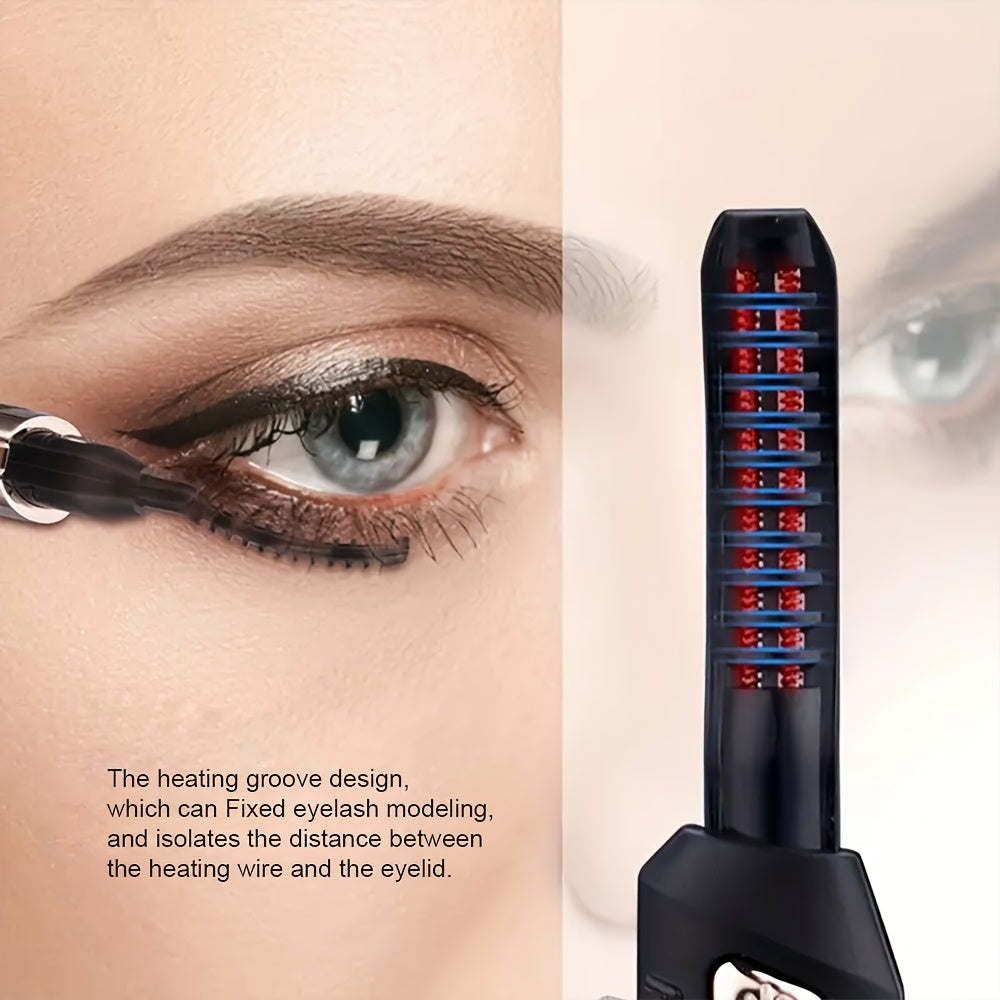USB orqali zaryadlanadigan isitiladigan kirpik buruvchi, 3 ta isitish sozlamasi bilan - Ayollar uchun elektr kirpik buruvchi asbob, oson permalash, 280mAh batareya, qora/oltin, kirpik permalash asboblari
