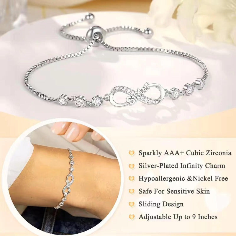Women’s Adjustable Infinity Symbol Bracelet Alloy Minimalist Zirconia Jewelry
