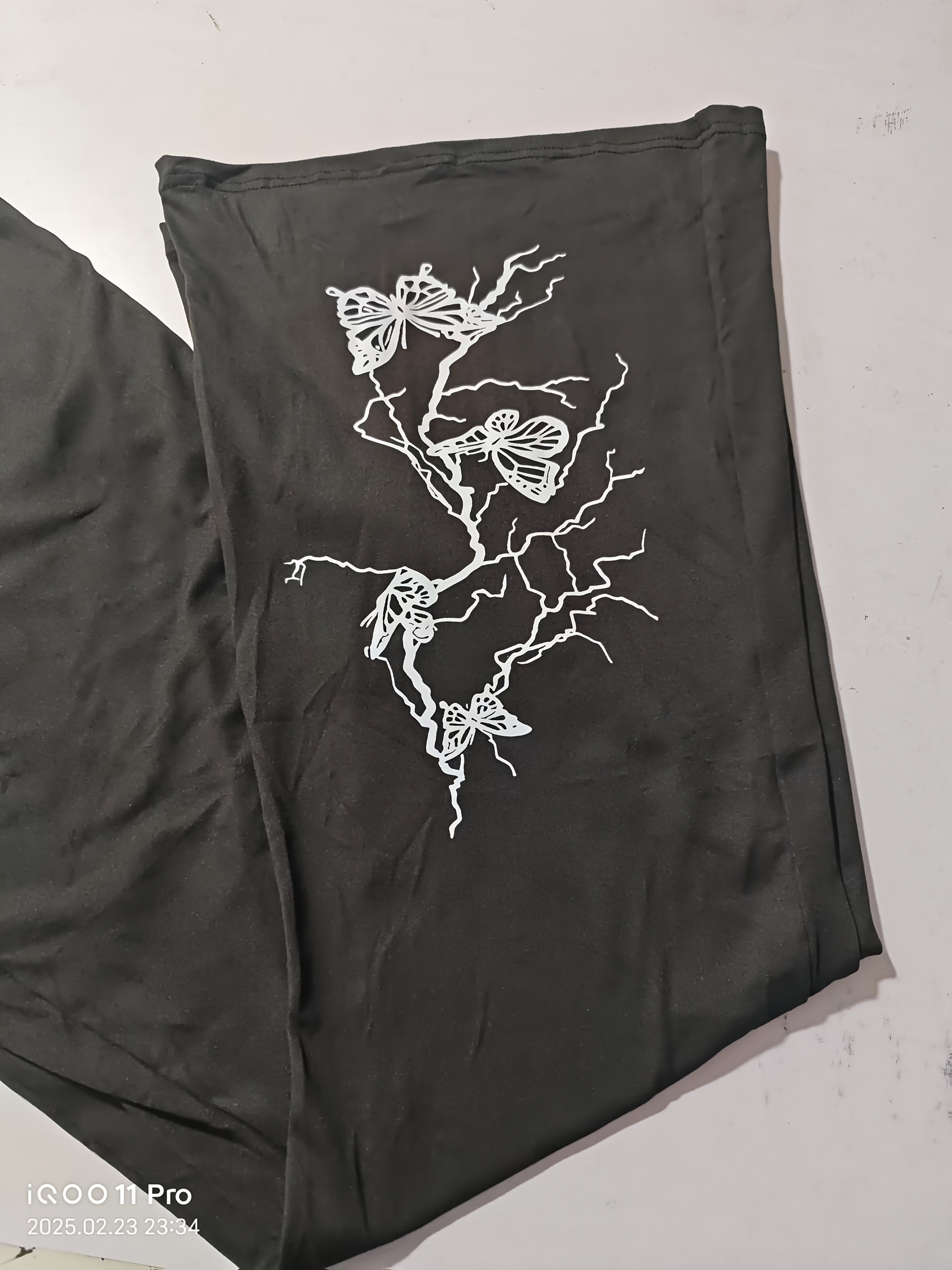 Plus Size Butterfly Print Flare Leg Pants Casual Stretch Summer Women