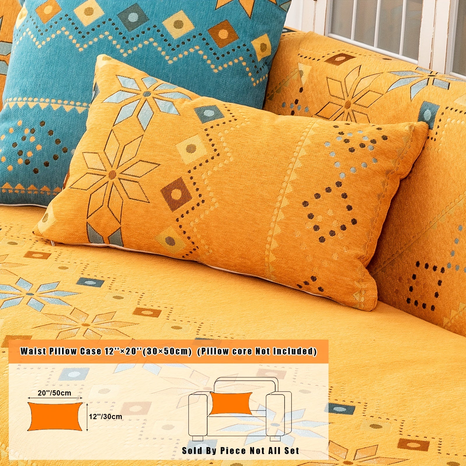 Bohemian Embroidered Sofa Slipcover with Pillowcase and Cushion Covers for Living Room and Bedroom