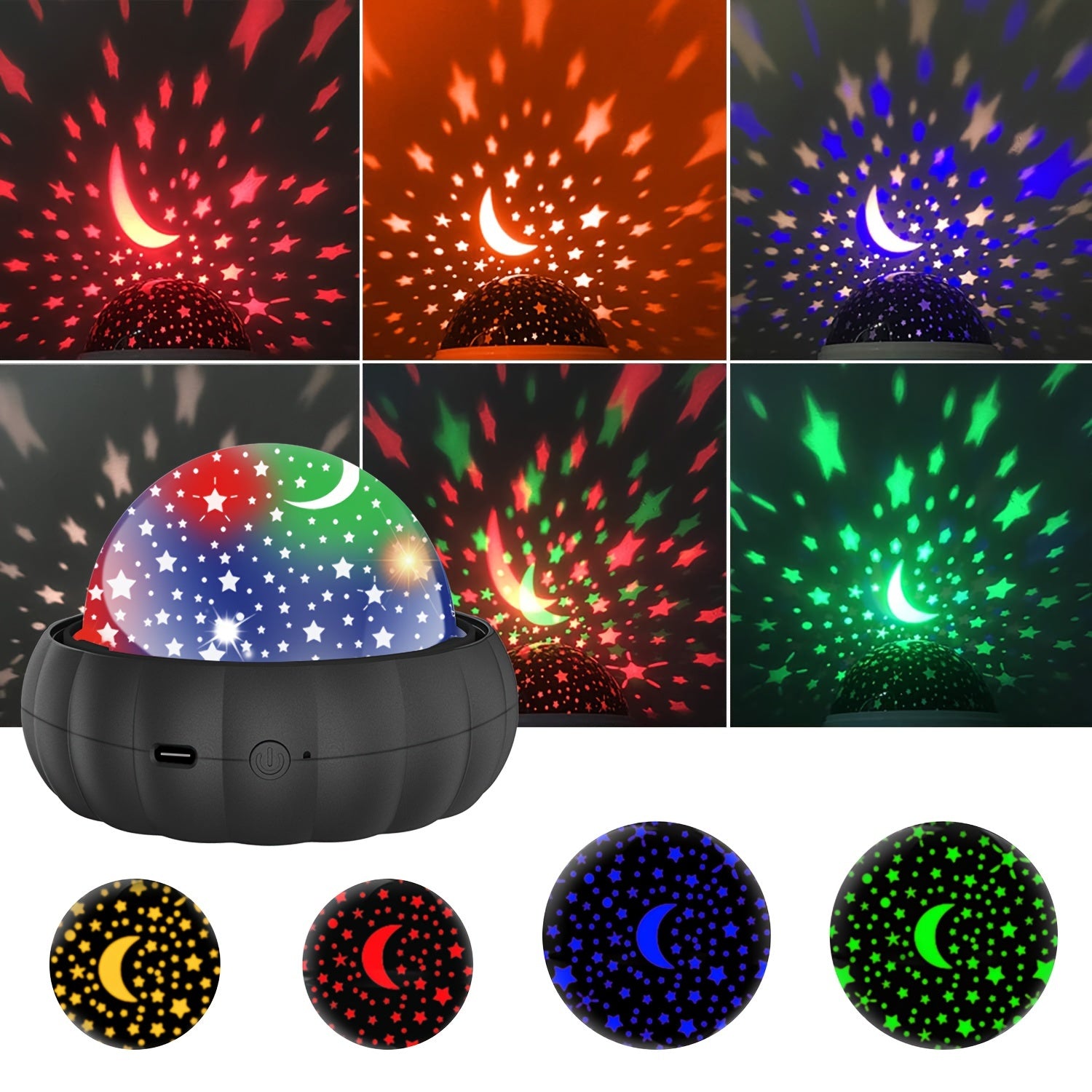 Night Light with Dinosaur and Moon Stars Galaxy Projection 360° Rotation Color Changing for Kids Bedroom