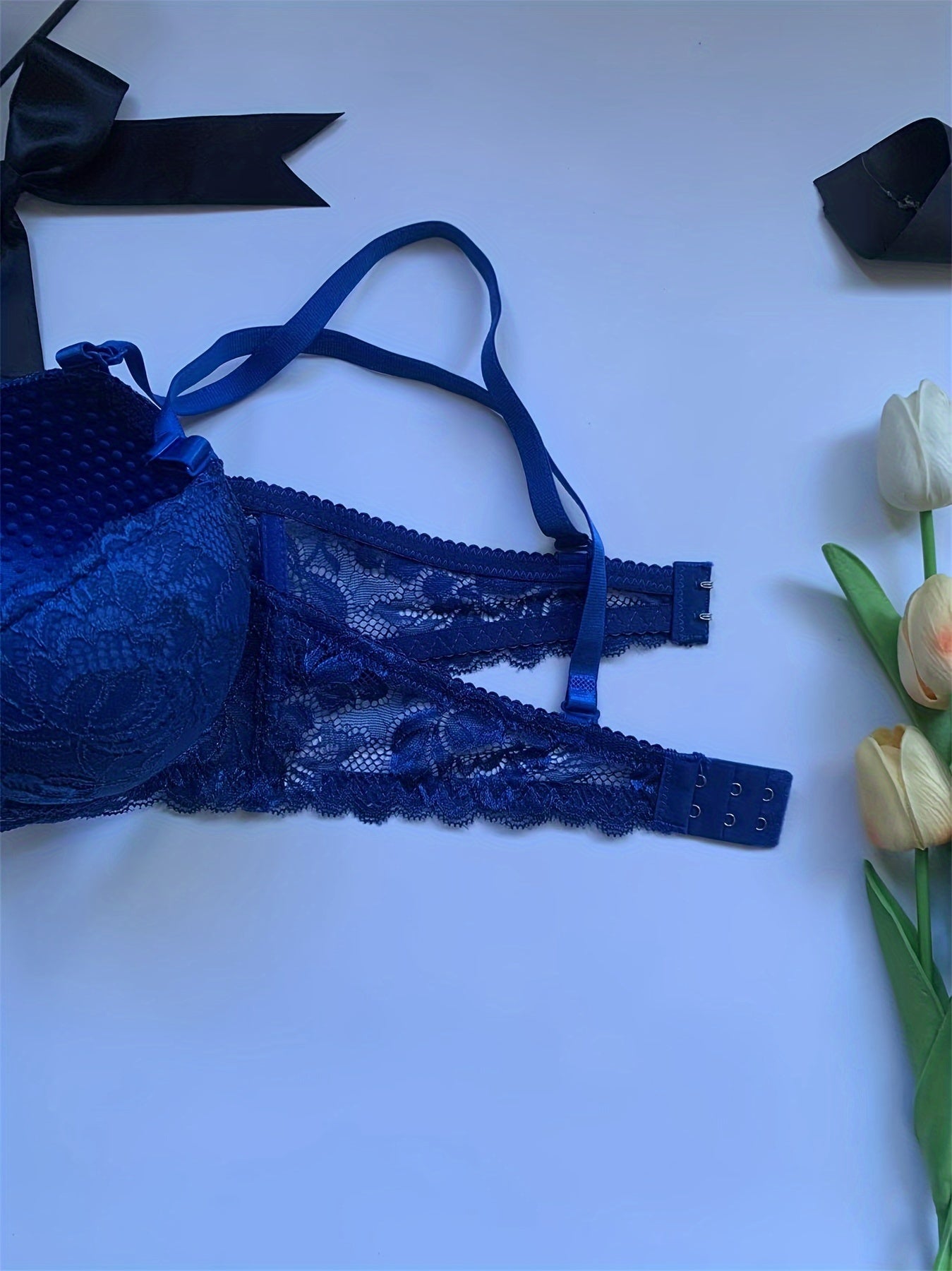 Lingerie Set for Adults Red Lace Bralette and Thong Medium Support Polyamide Spandex Low-Rise