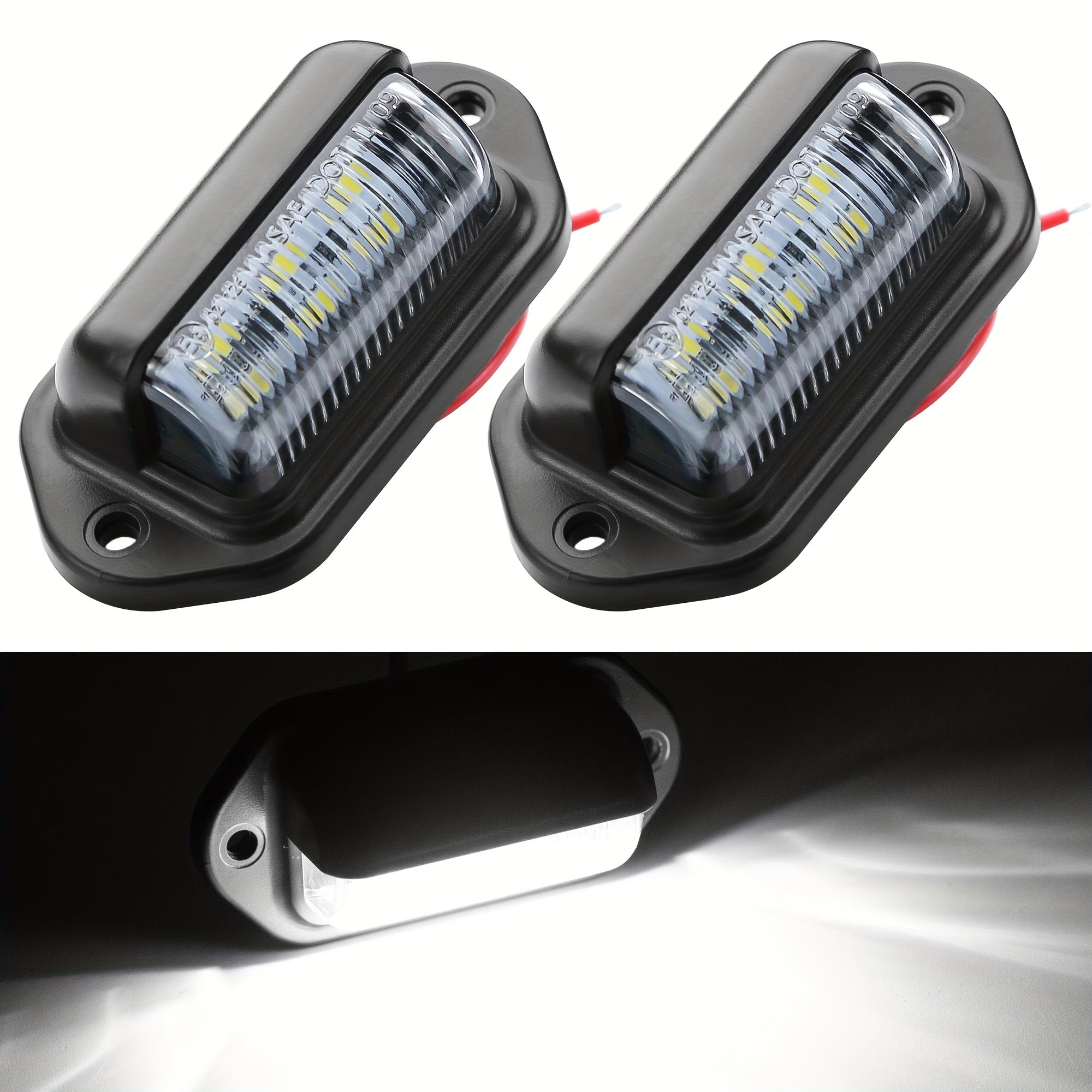 12V-24V Avtomobil raqam belgilari uchun chiroq 6LED 2-to'plam, avtomobillar, yuk mashinalari, avtoulovlar uchun