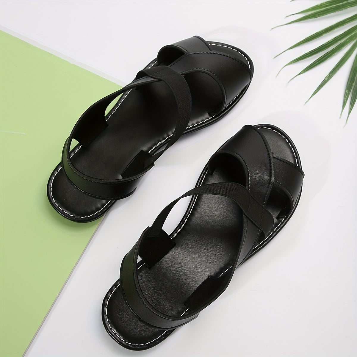 Women's Open Toe Fish Mouth Style Sandals with Chain Accent and Rubber Sole