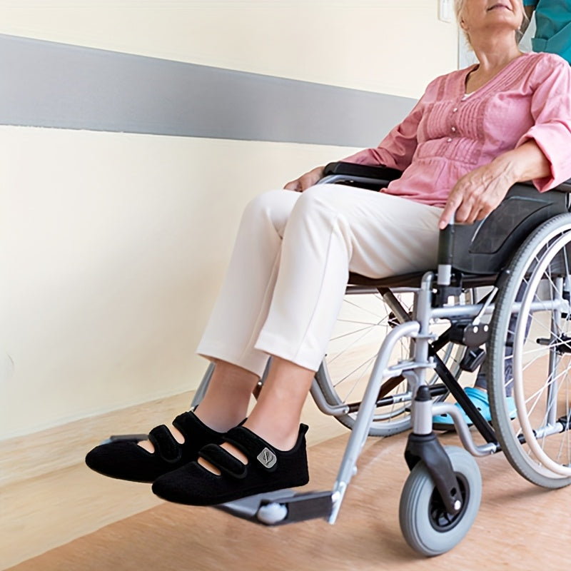 Women Slip-On Shoes Black Fabric Non-Slip Indoor Outdoor Comfort