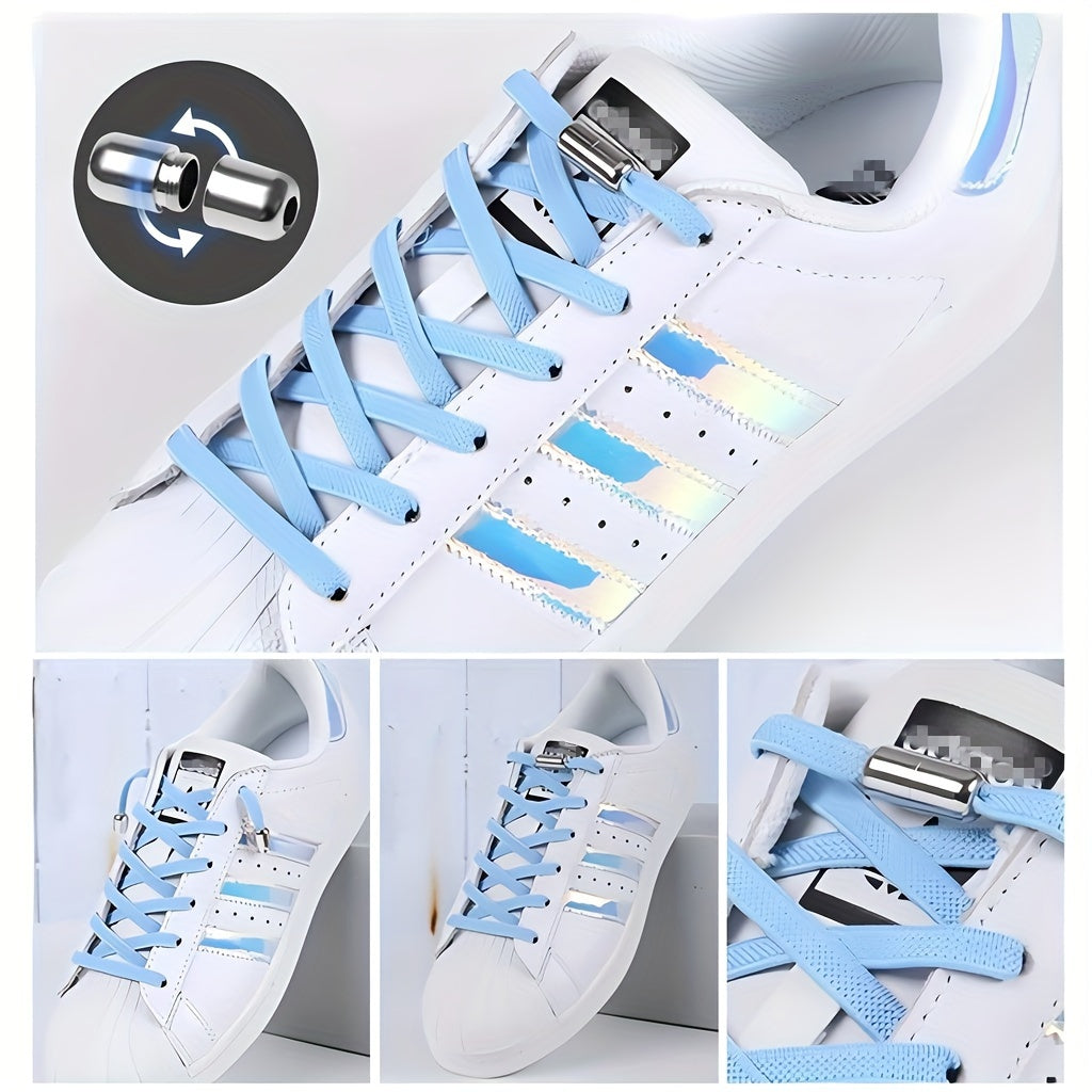Unisex No-Tie Elastic Shoelaces Durable Polyester Spandex Sneaker Laces