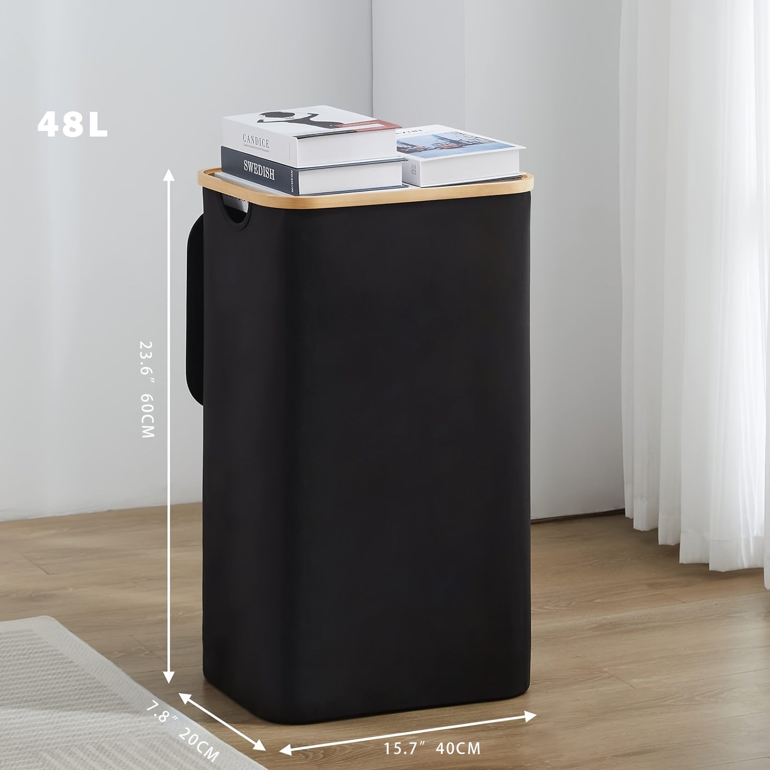 Large Foldable Laundry Hamper with Lid and Removable Inner Bag in Black Grey or White