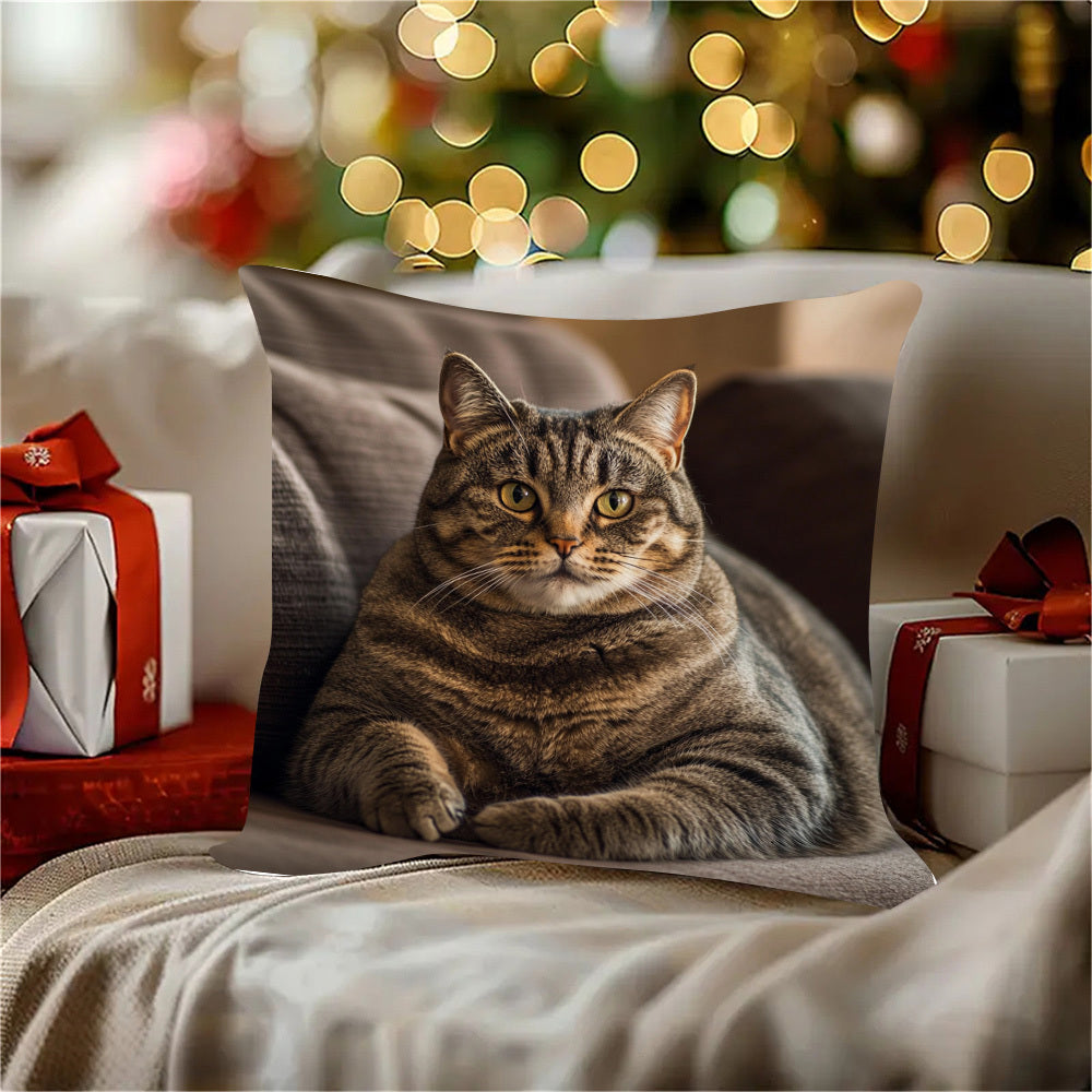 Reversible Cat Throw Pillow Cover for Home Decor All Seasons